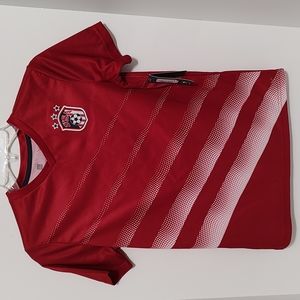 New Boys Xersion T-Shirt sz Large (10-12) Red And White Short Sleeve